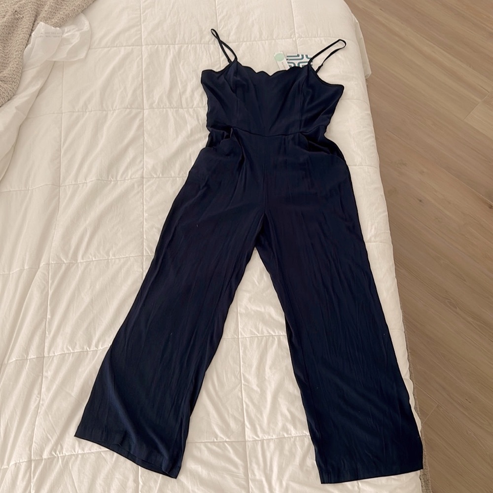 Market and Spruce Scalloped Jumpsuit - Size XL Navy NWT